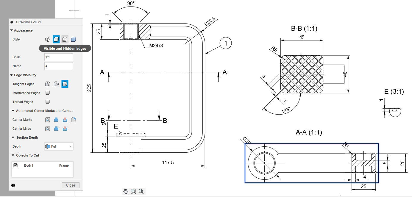 Řez pohledu v programu Fusion 360